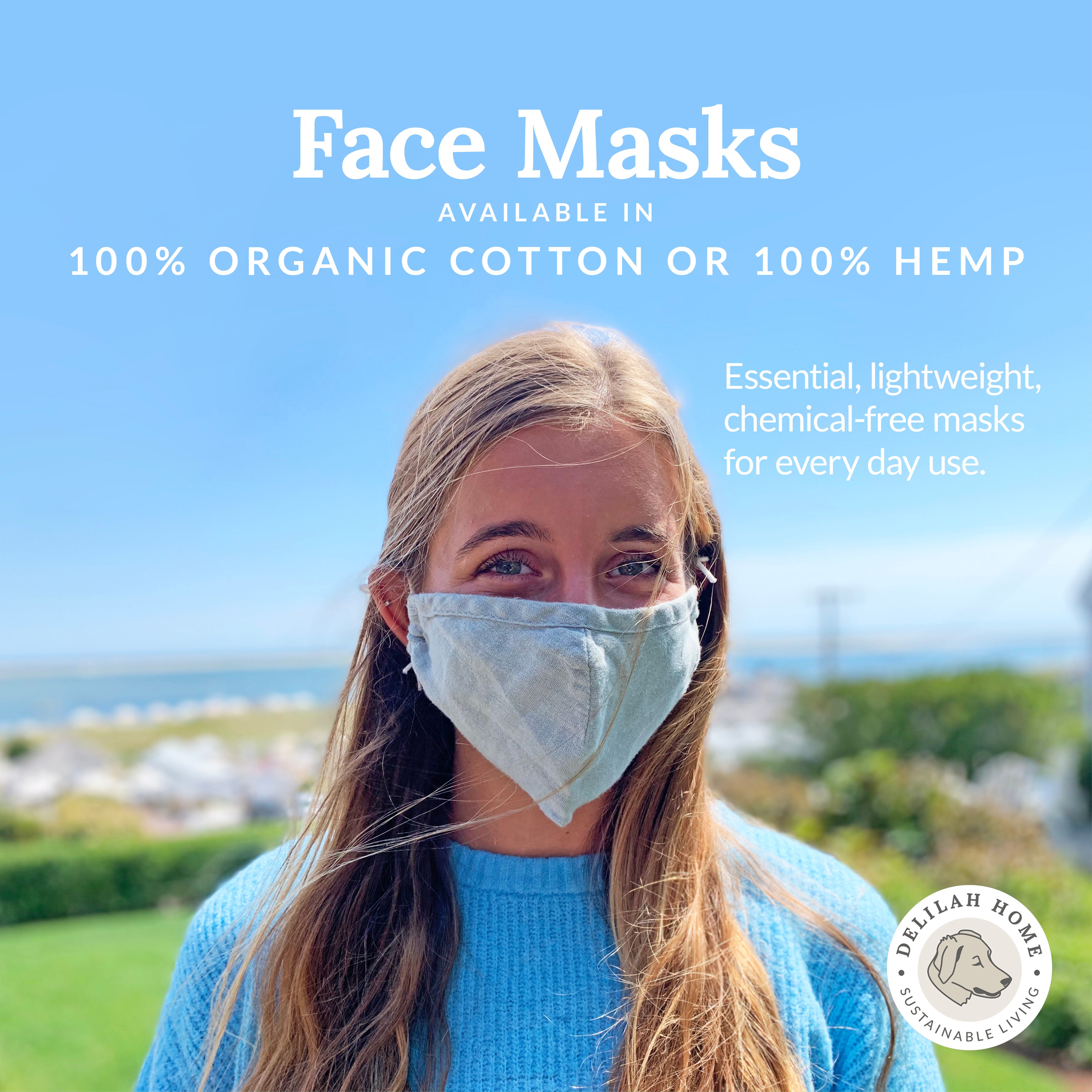 CLOSEOUT: 100% Hemp Face Masks- 4 pack- All Sales Final! Delilah Home